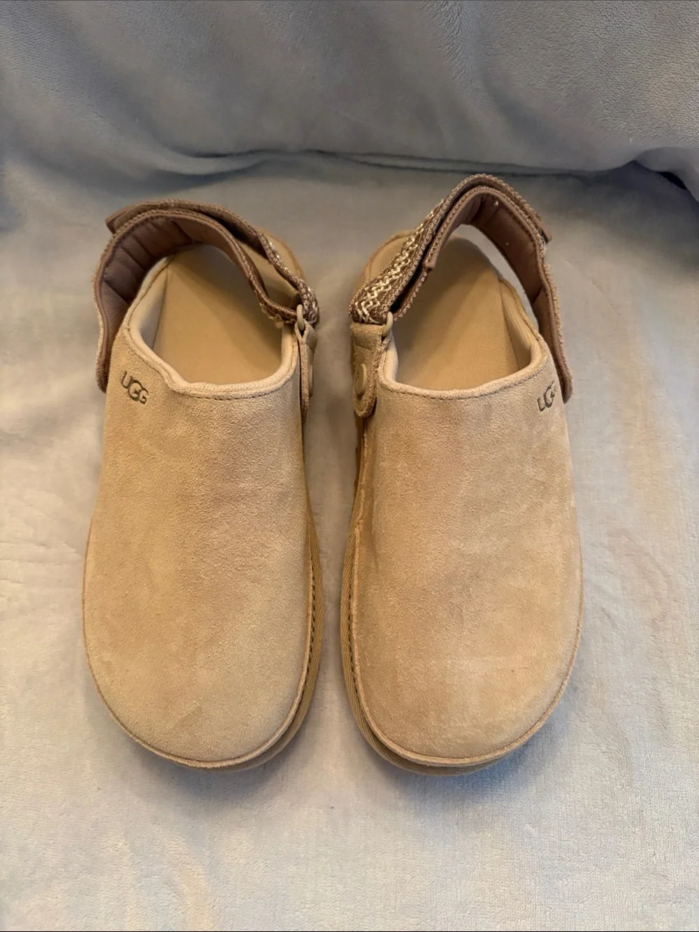 UGG Kids Beige Suede Backstrap Clogs